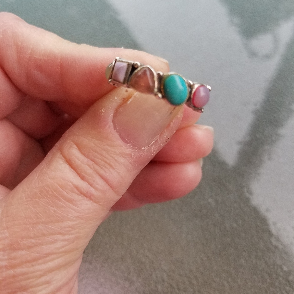 Sterling Silver Five Gemstone Ring - image 4